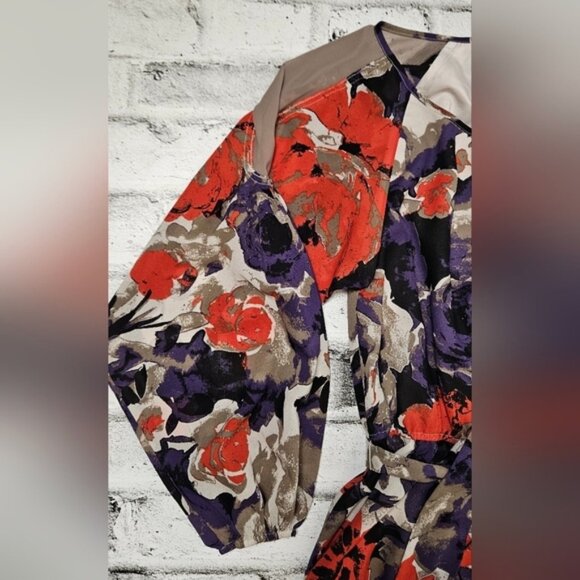 Nine West Floral Chiffon Dress – Size 2 Belted Sheer Sleeve Cocktail Dress - Picture 5 of 9